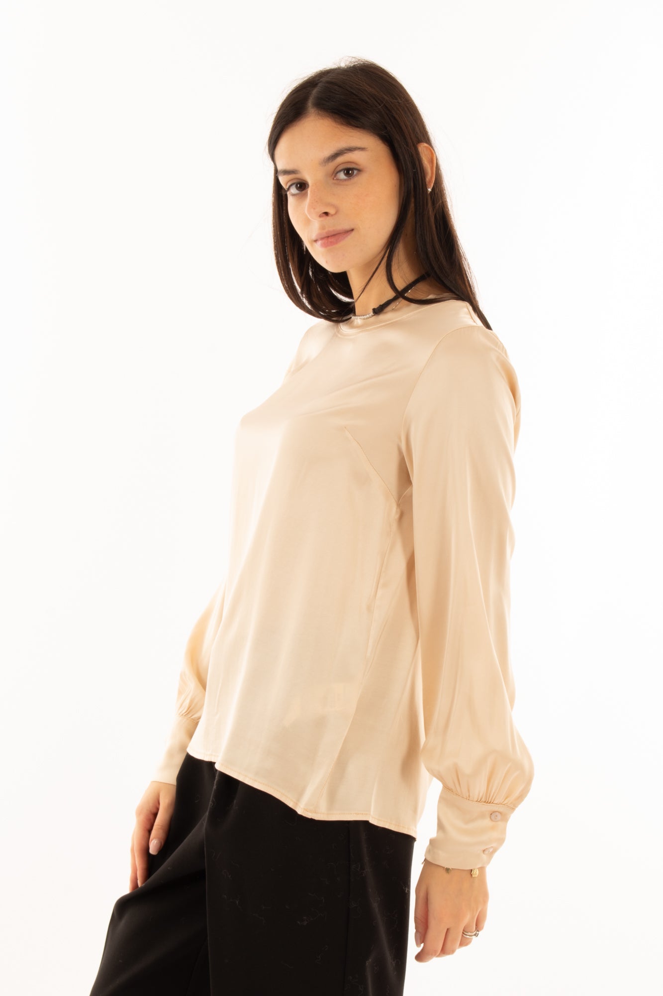 Blusa girocollo Dixie - Beige