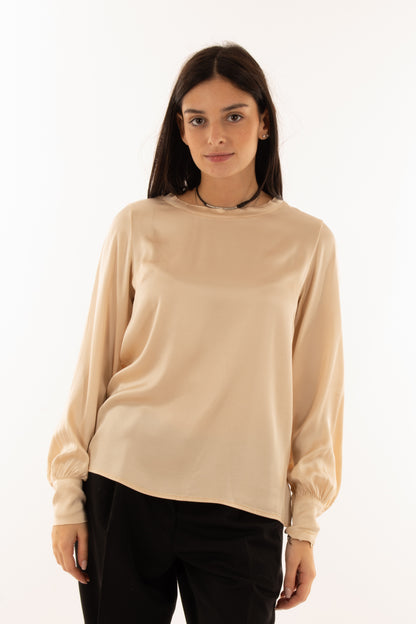 Blusa girocollo Dixie - Beige