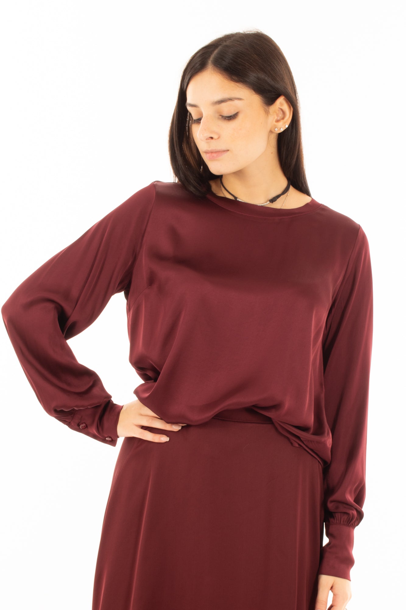 Blusa girocollo Dixie - Mosto