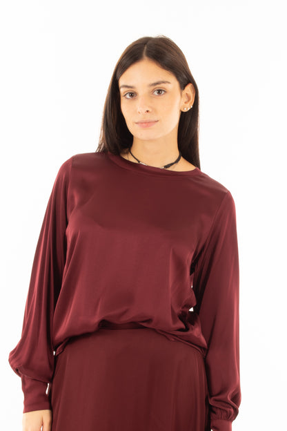 Blusa girocollo Dixie - Mosto