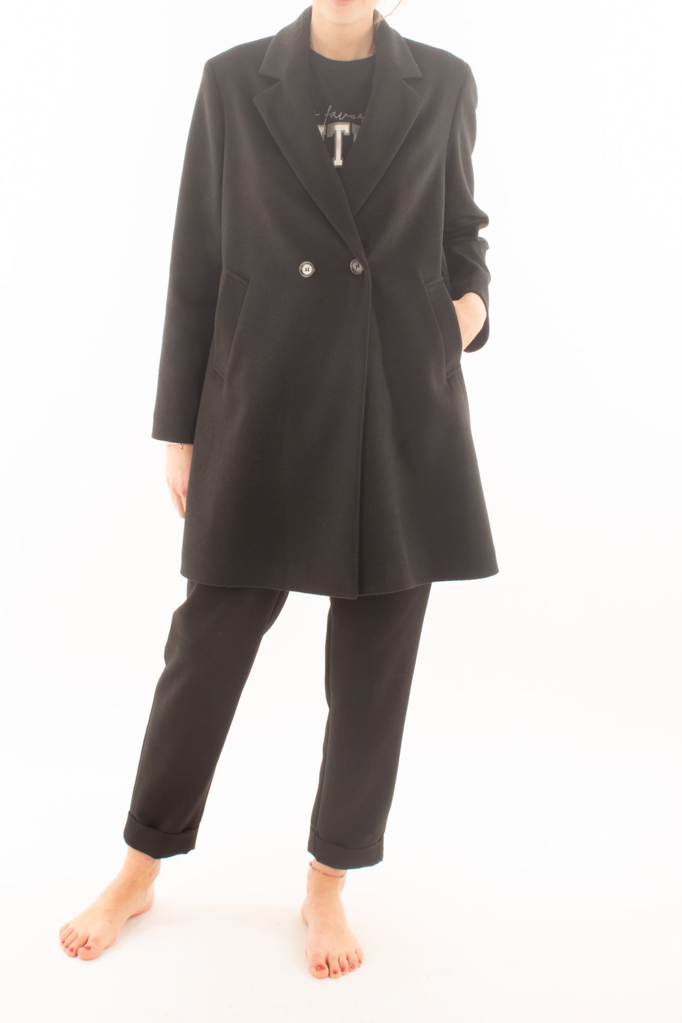 Cappotto da donna doppio petto Dixie - Nero