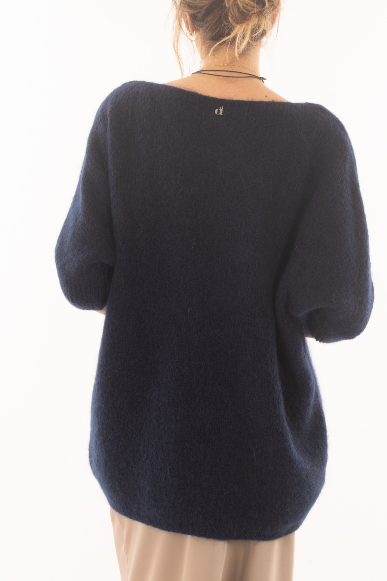 Maglione 3/4 mezza manica in mohair Dixie - Blu