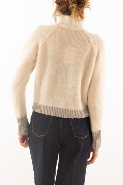 Maglione in misto mohair con profili in lurex Dixie - Panna