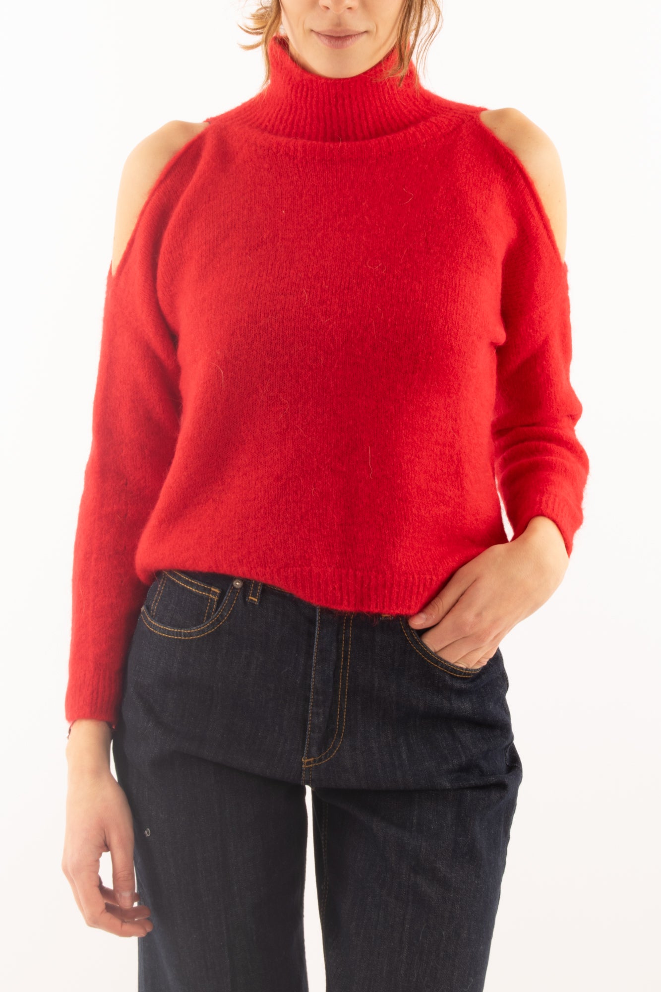 Maglione misto mohair con buchi Dixie - Rosso