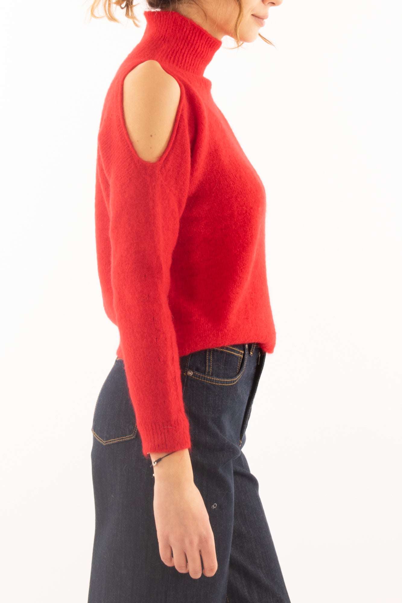 Maglione misto mohair con buchi Dixie - Rosso