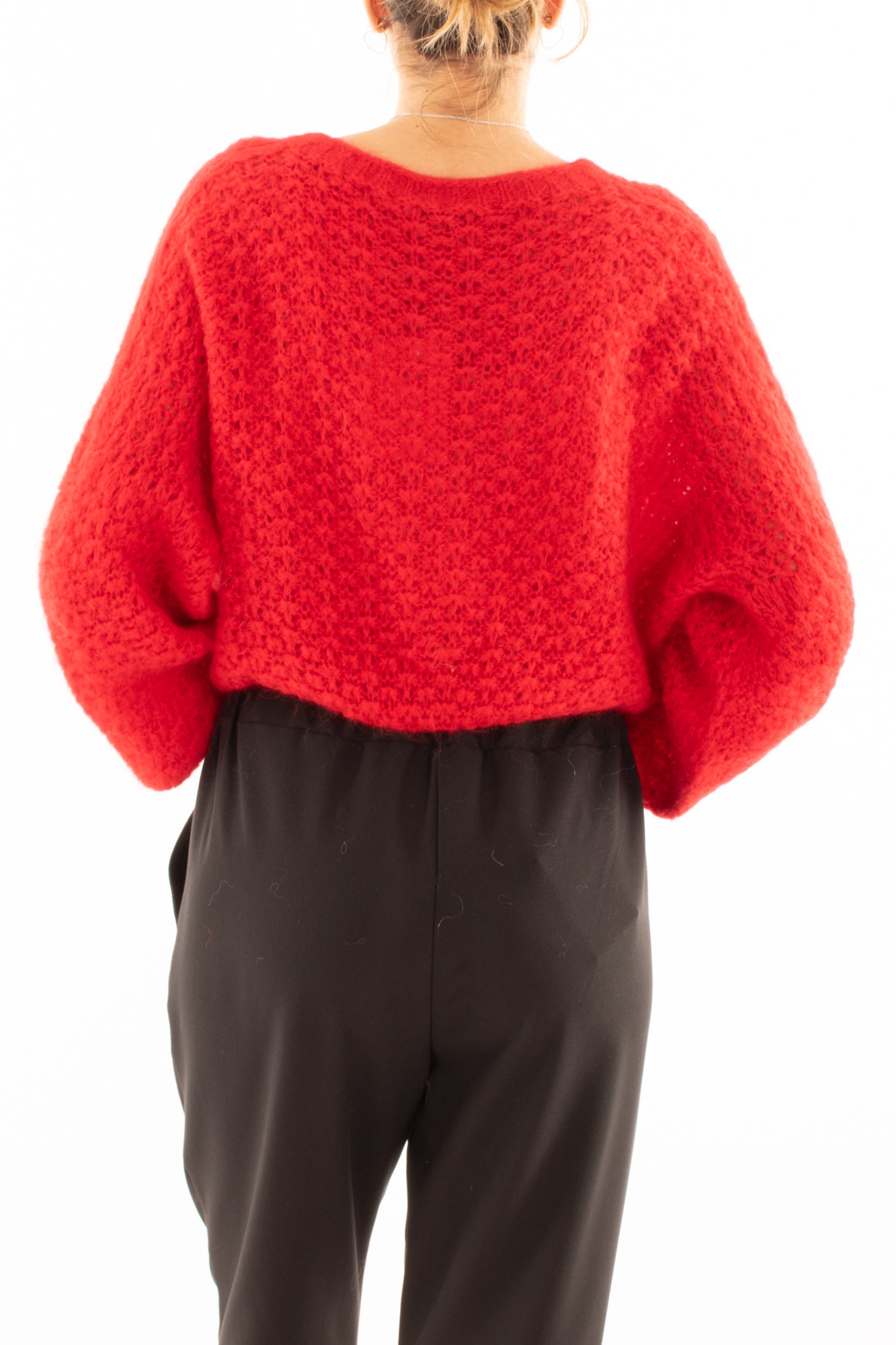 Cardigan bottoni gioiello in mohair Dixie - Rosso