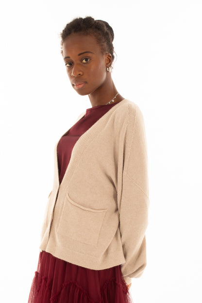 Cardigan con tasche Imperial-Beige