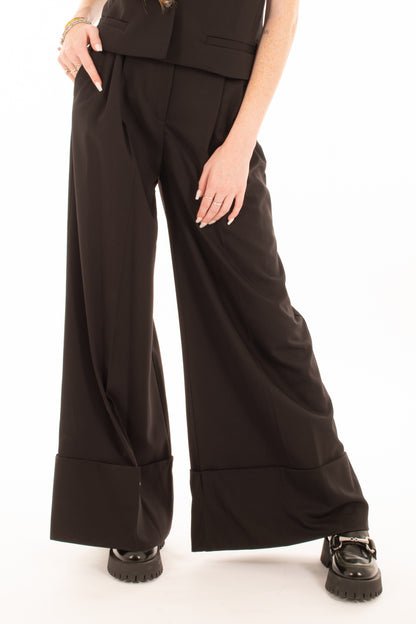 Pantalone palazzo risvoltone Imperial - Nero