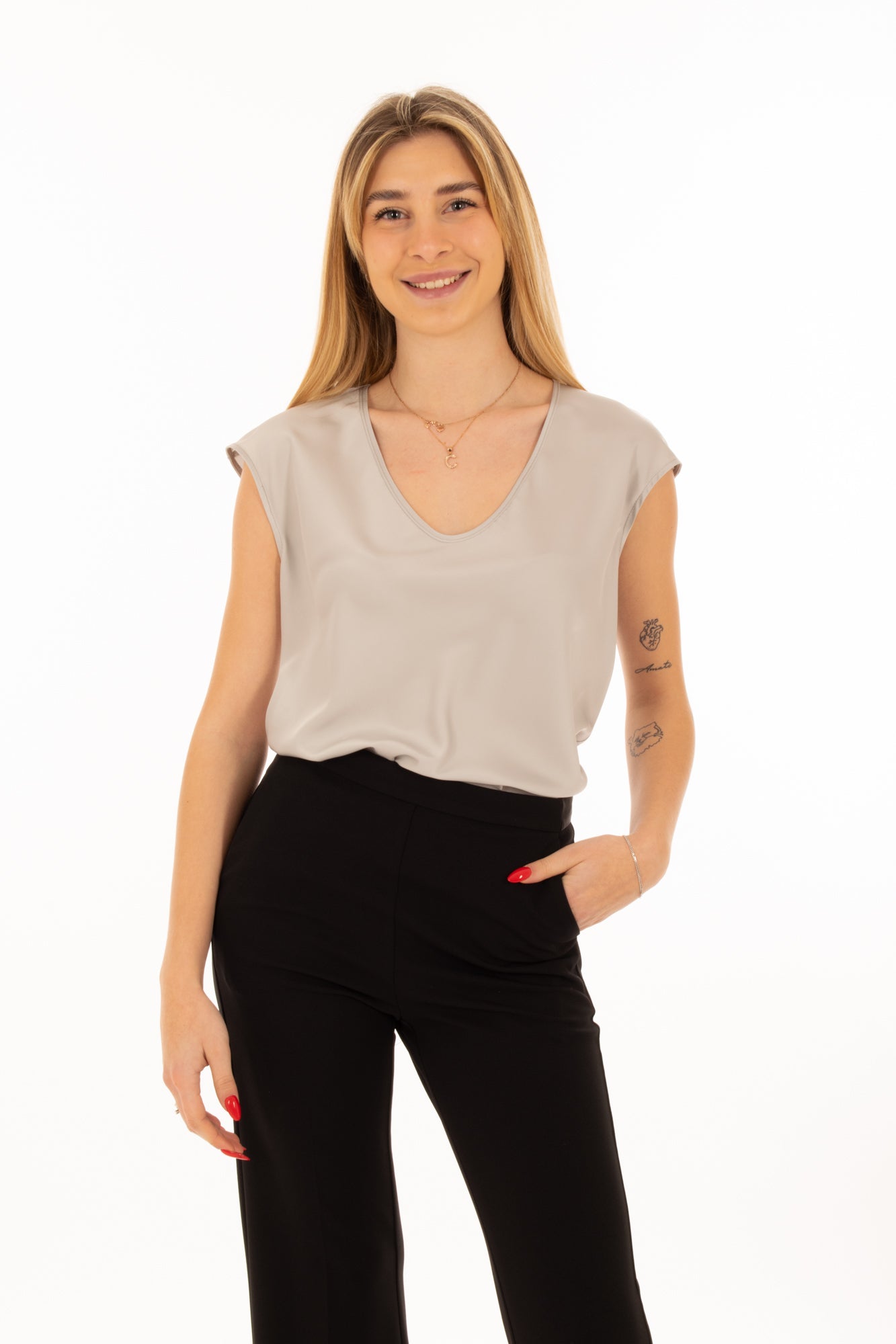 Blusa a v senza maniche sottogiacca Imperial - Silver