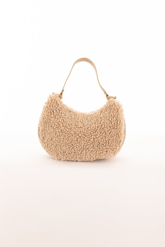 METOO Borsa mezza luna teddy e pelle Metoo - Beige Beige