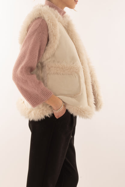 Gilet eco pelliccia Miamata Crema