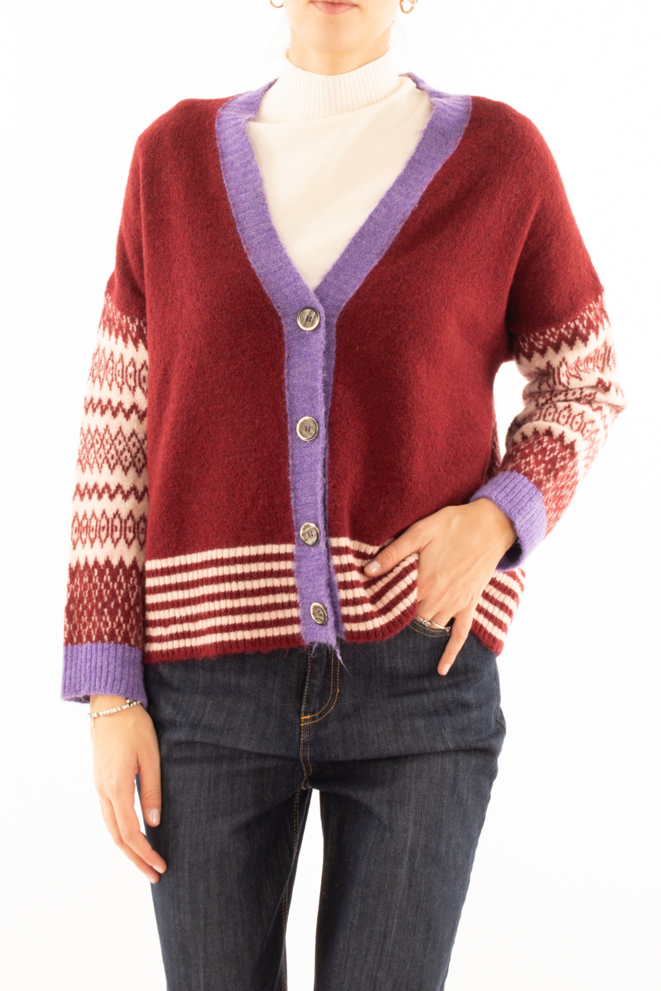 Cardigan multicolore Miamata - Bordeaux