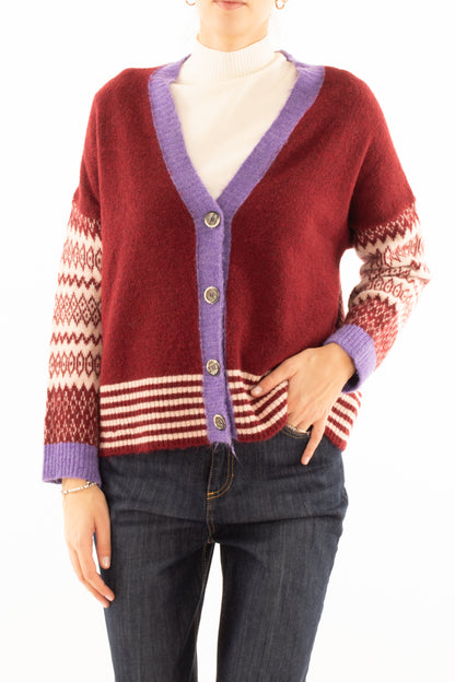 Cardigan multicolore Miamata - Bordeaux