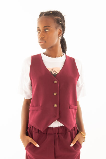 MIAMATA Gilet con taschine Articolo mif42 Bordeau