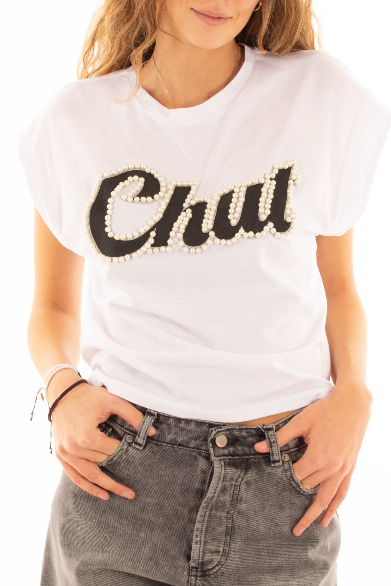 T-shirt con scritta chut Motel - Bianco