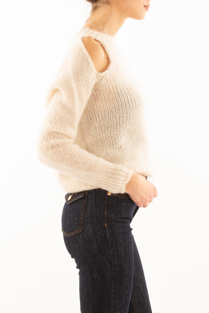 Maglione con buchi misto mohair Motel - Crema