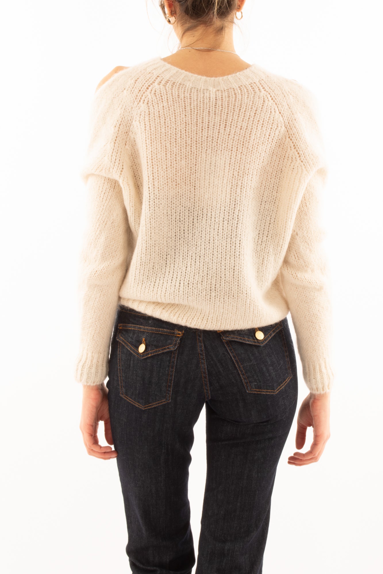 Maglione con buchi misto mohair Motel - Crema