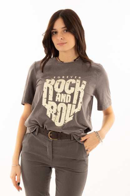 MOTEL T-shirt con scritta rock Motel - Piombo Piombo