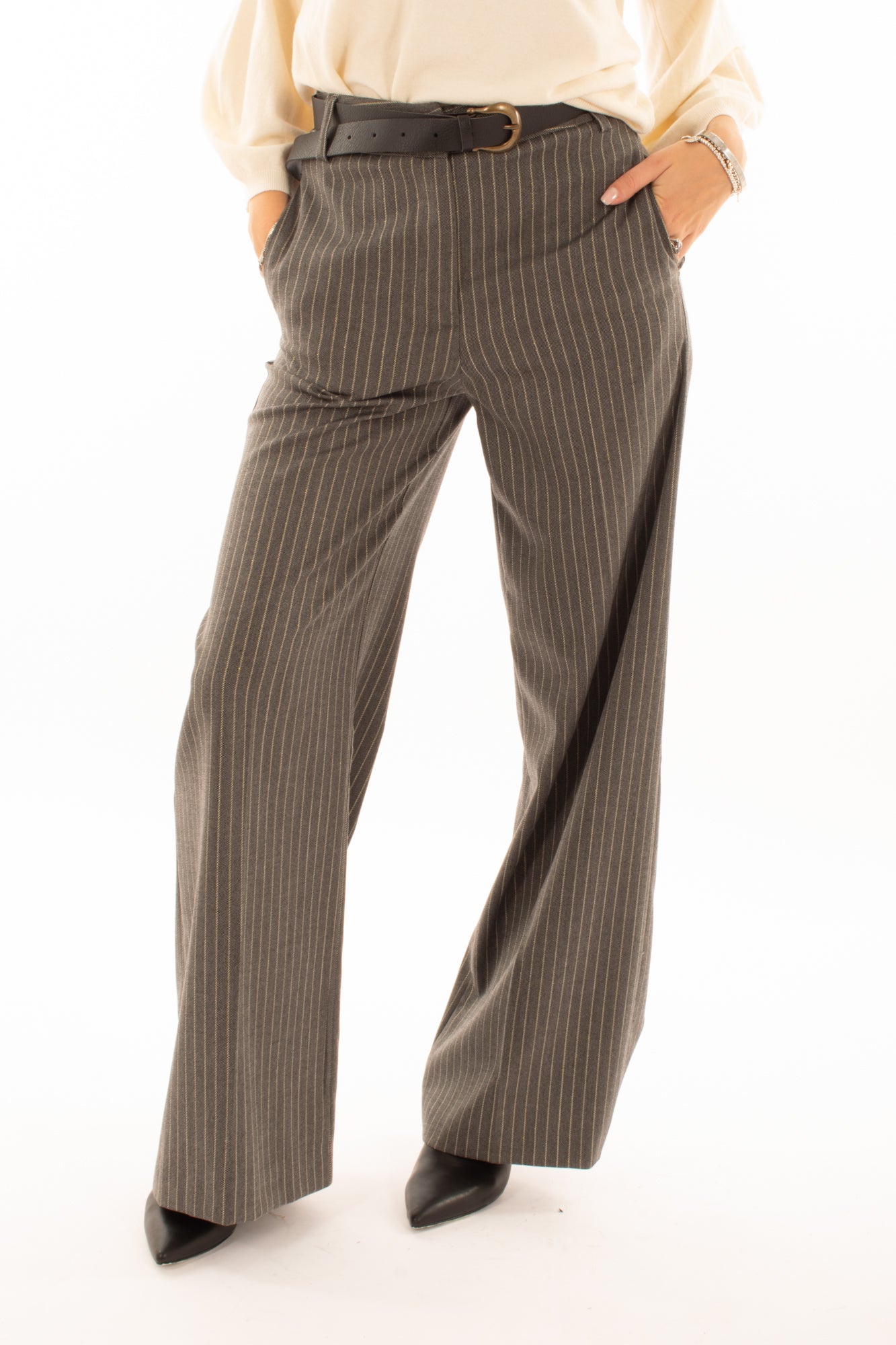 Pantalone gessato Motel - Grigio