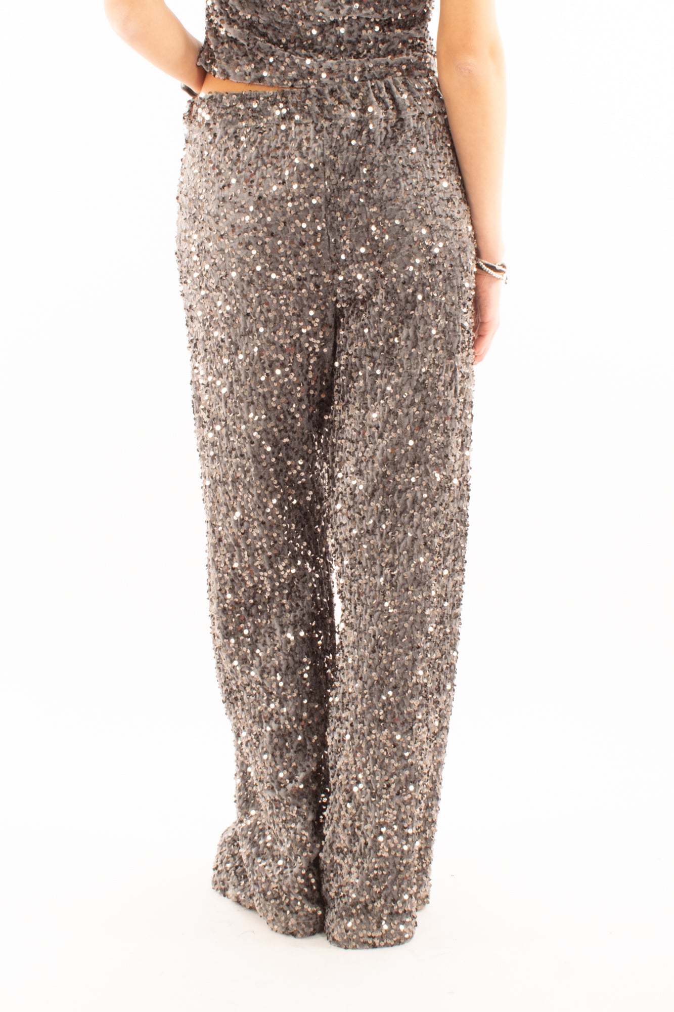 Pantalone palazzo di paillettes Motel - Grigio