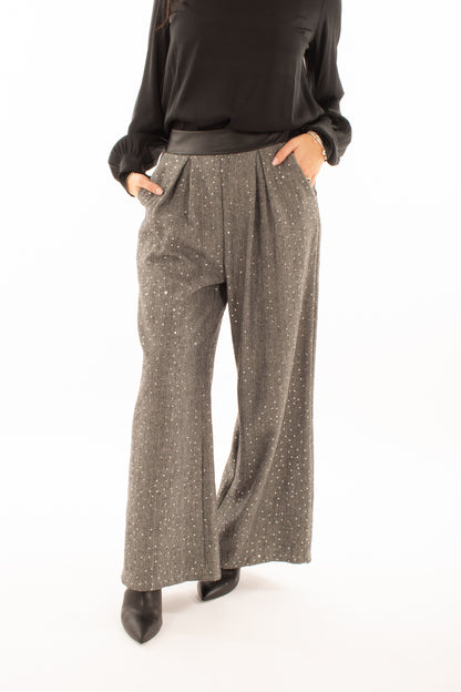 Pantalone spinato Susy mix - Nero