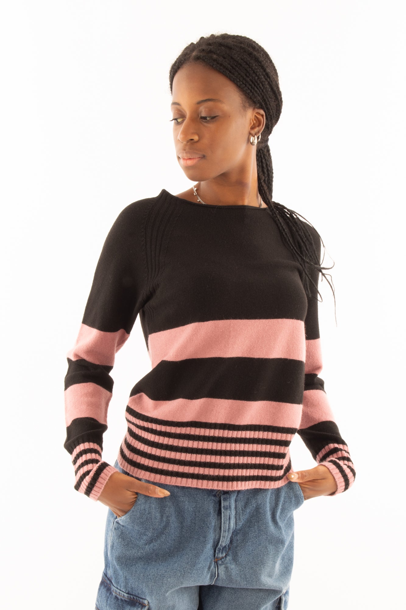 Maglione rigato Susy mix - Rosa