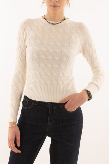 Maglione a treccia Susy mix - Crema