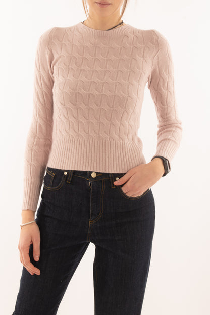 Maglione a treccia Susy mix - Rosa