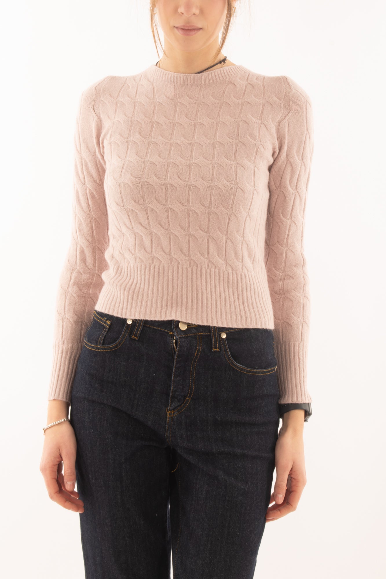 Maglione a treccia Susy mix - Rosa