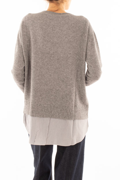 Maglione con camicia - Susy mix - Grigio