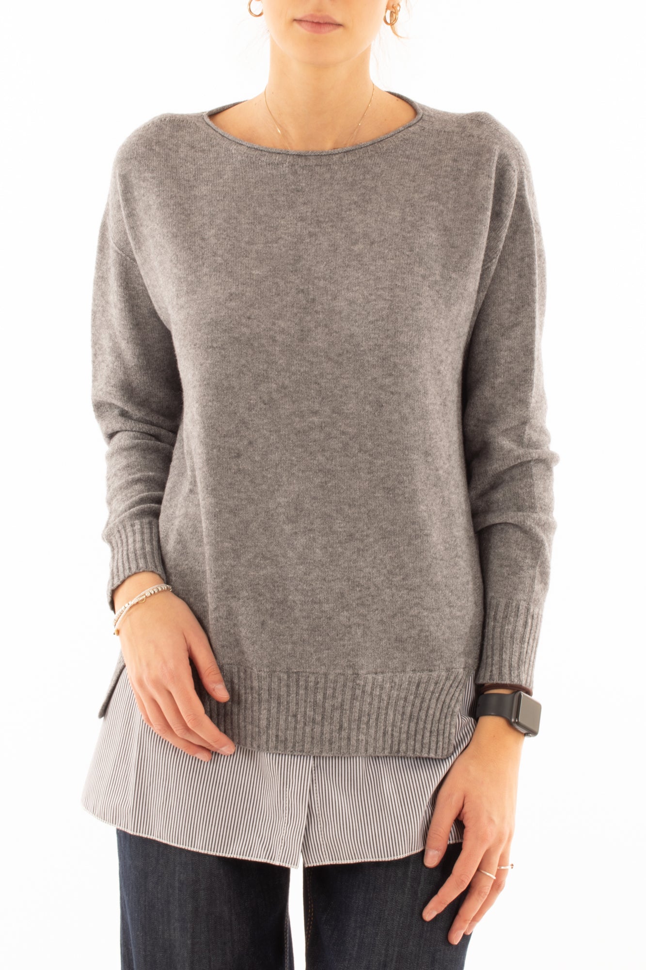 Maglione con camicia - Susy mix - Grigio