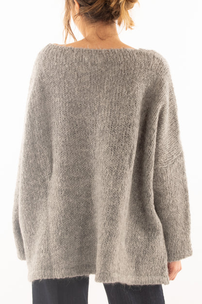 Maglione con scritta over Susy mix - Grigio