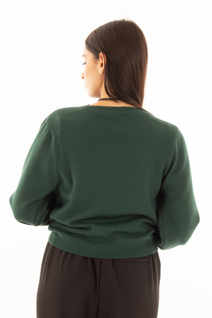 Maglione con manica a palloncino Susy mix - Verde