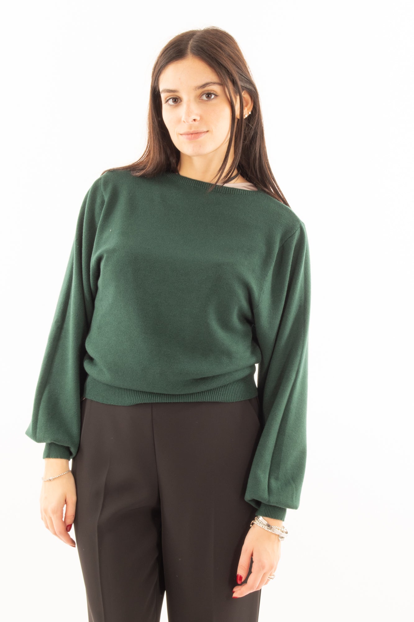 Maglione con manica a palloncino Susy mix - Verde