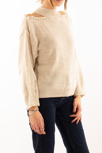 Maglione con perle Susy mix - Crema