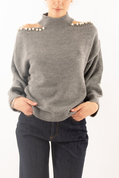 Maglione con perle Susy mix - Grigio