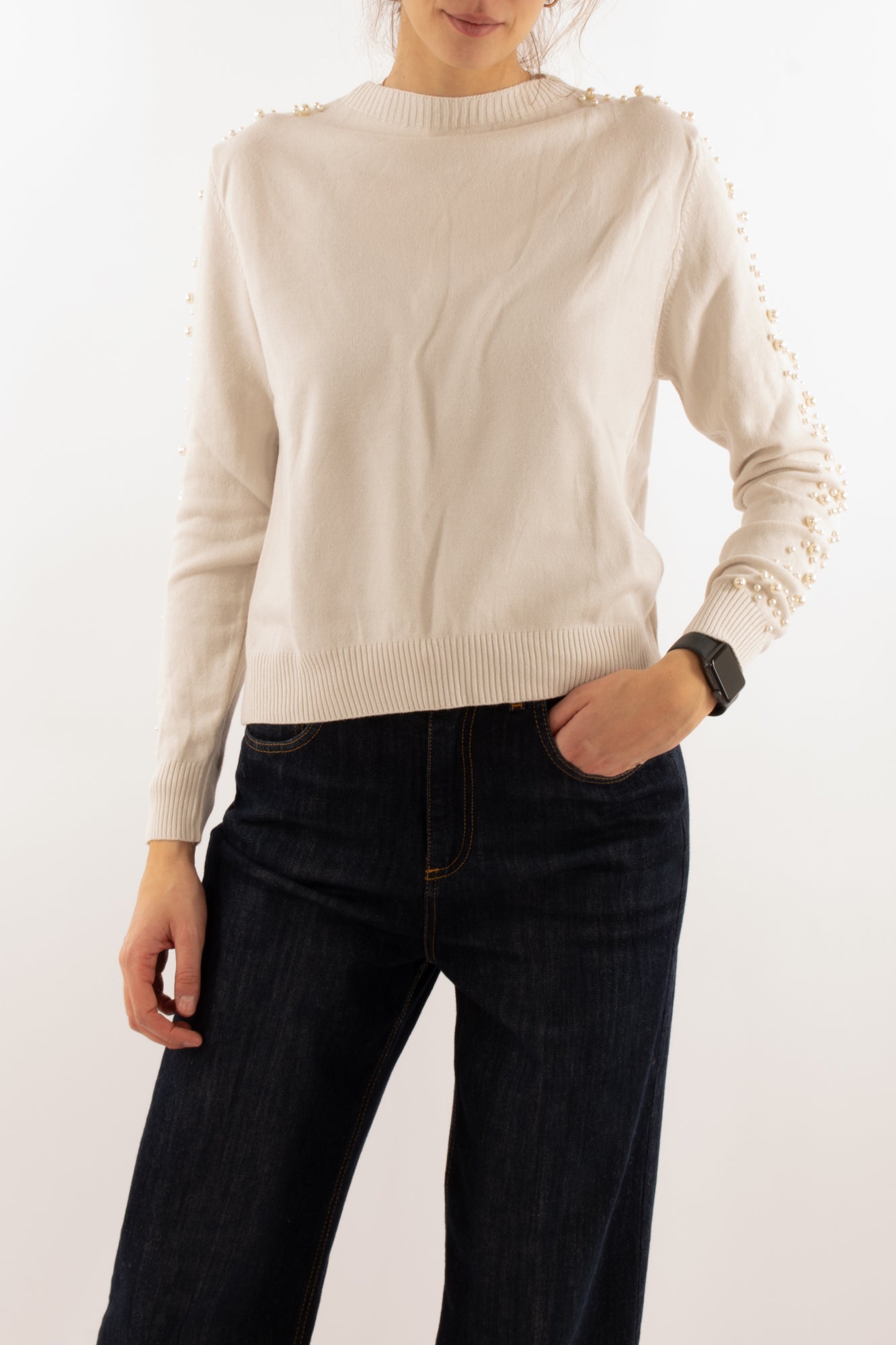 Maglione con perline Susy mix - Crema