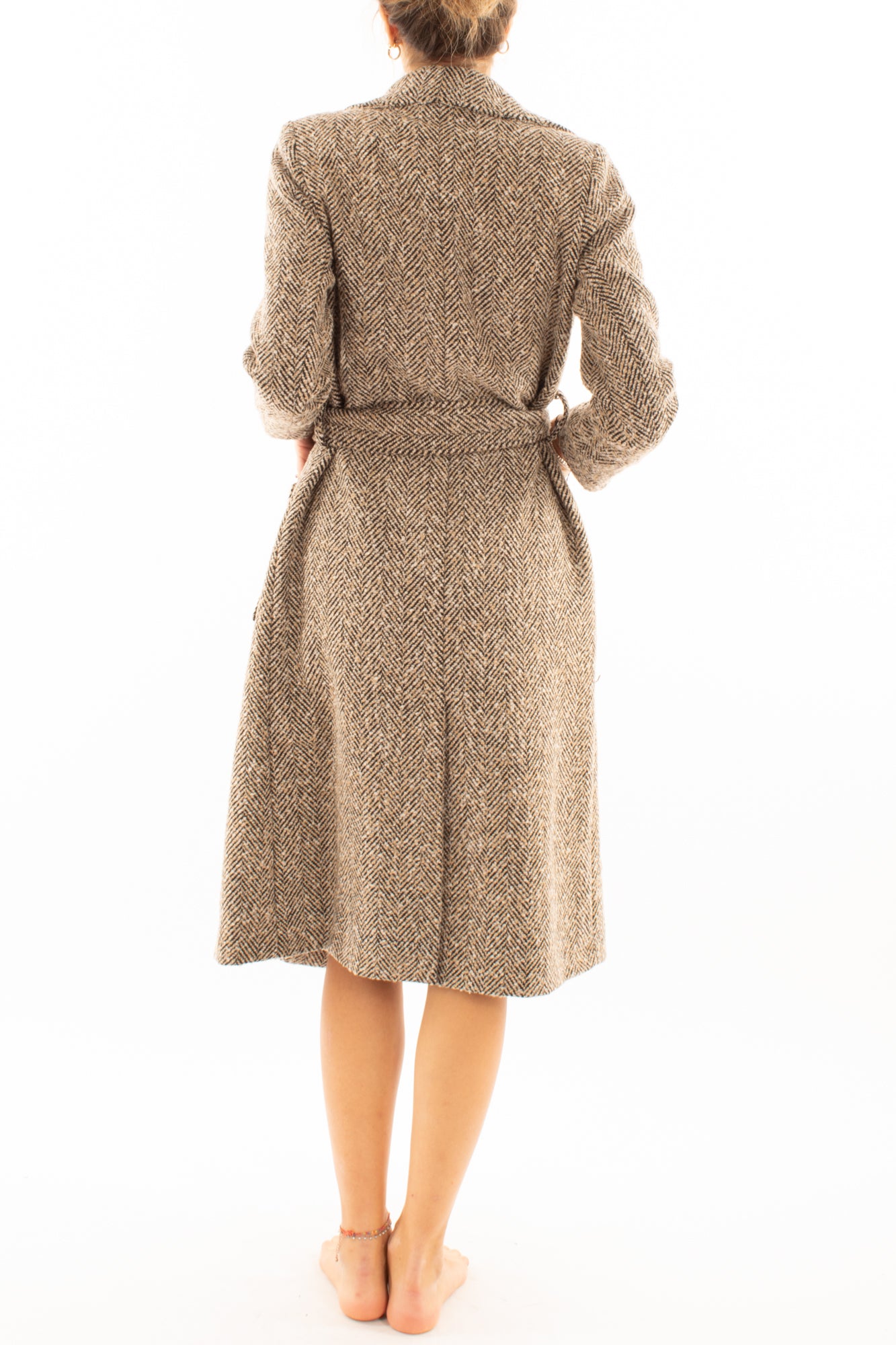 Cappotto lungo spinato Susy mix - Beige