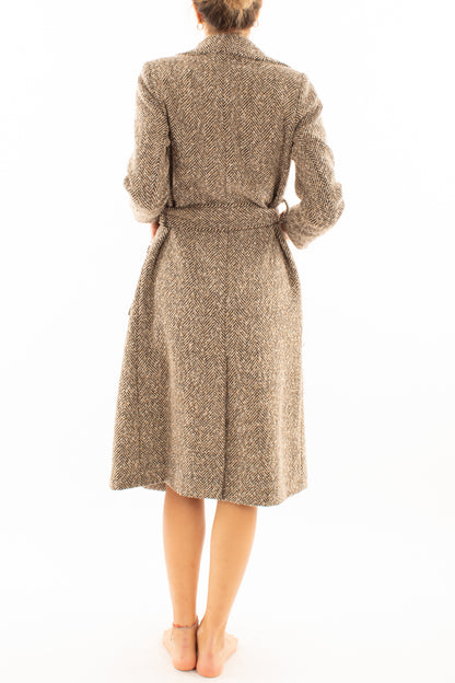 Cappotto lungo spinato Susy mix - Beige