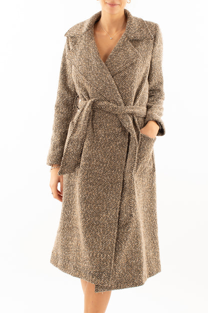 Cappotto lungo spinato Susy mix - Beige