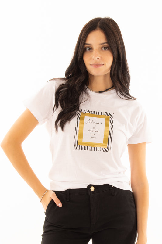 T-shirt con scritta'magic' Susy mix - Bianco