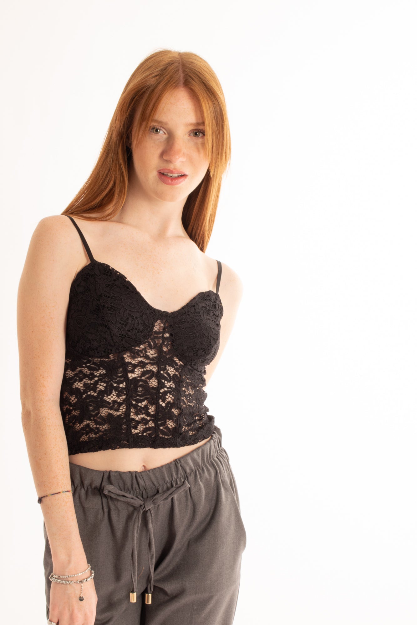 Top in pizzo Susy mix - Nero