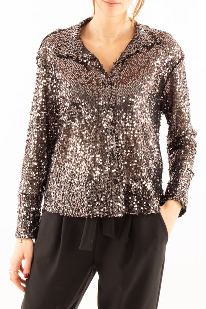 Camicia di paillettes Susy mix - Grigio