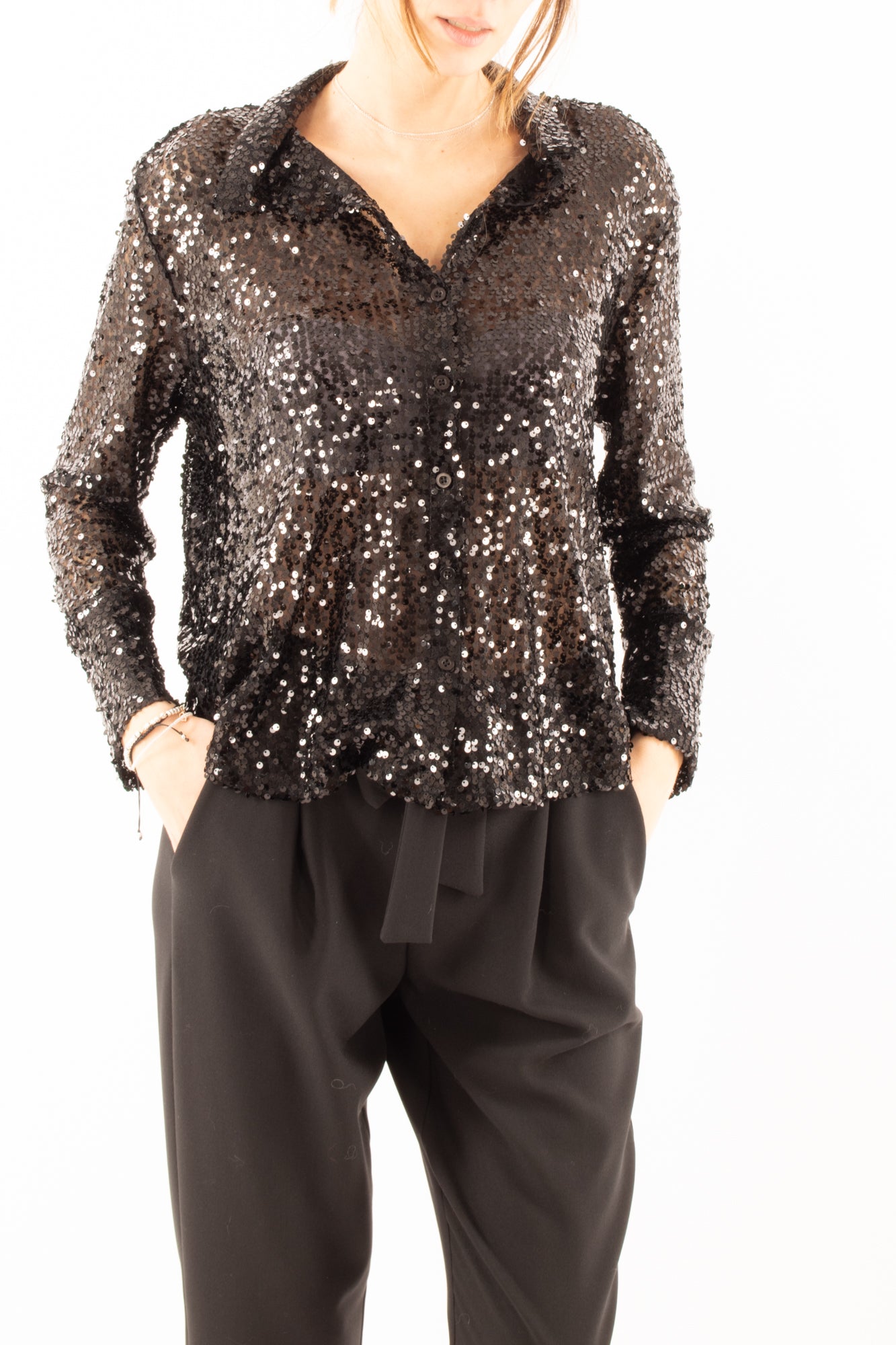 SUSY MIX Camicia di paillettes Susy mix - Nero Nero