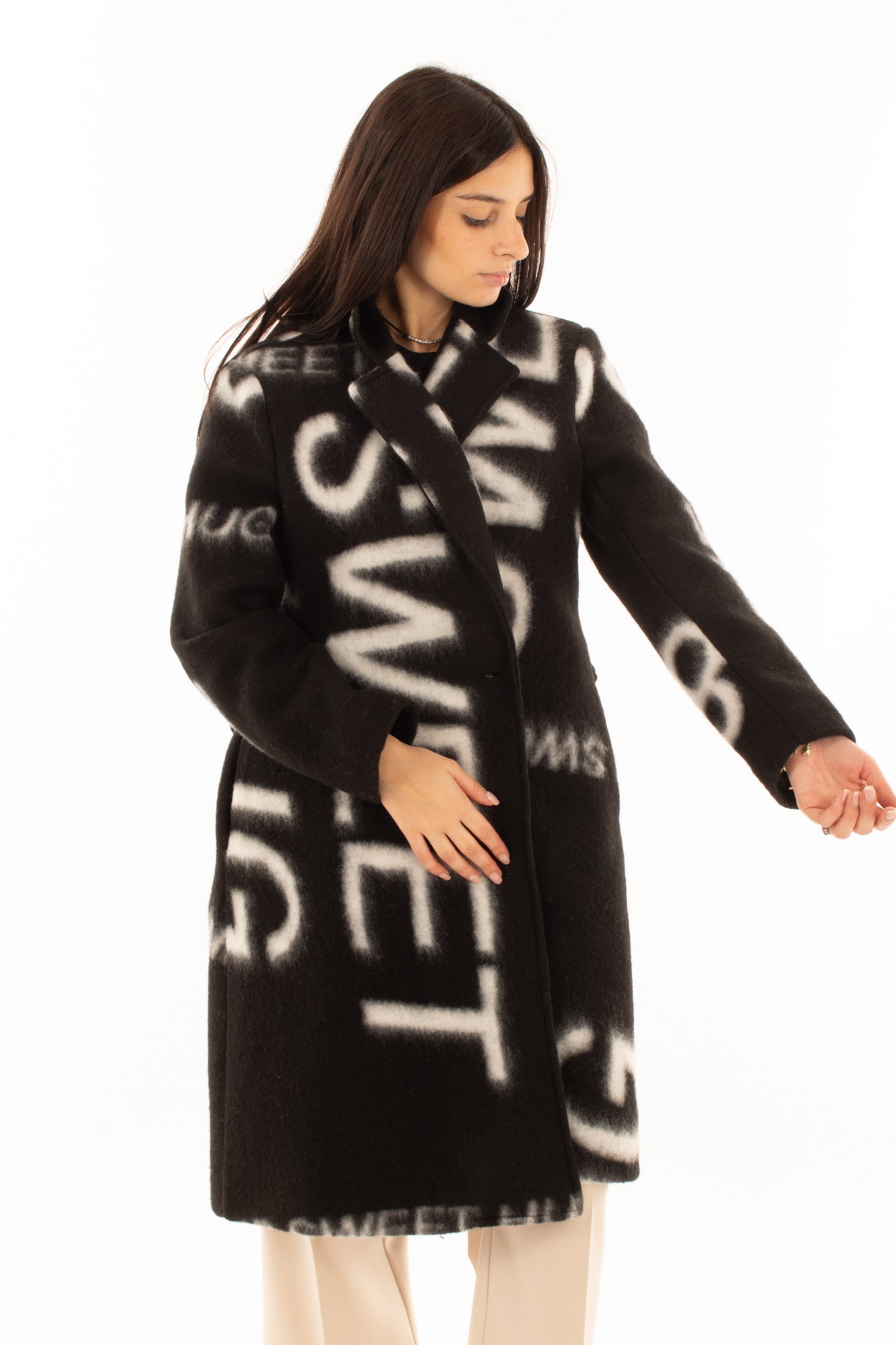 Cappotto con scritte Susy mix - Nero