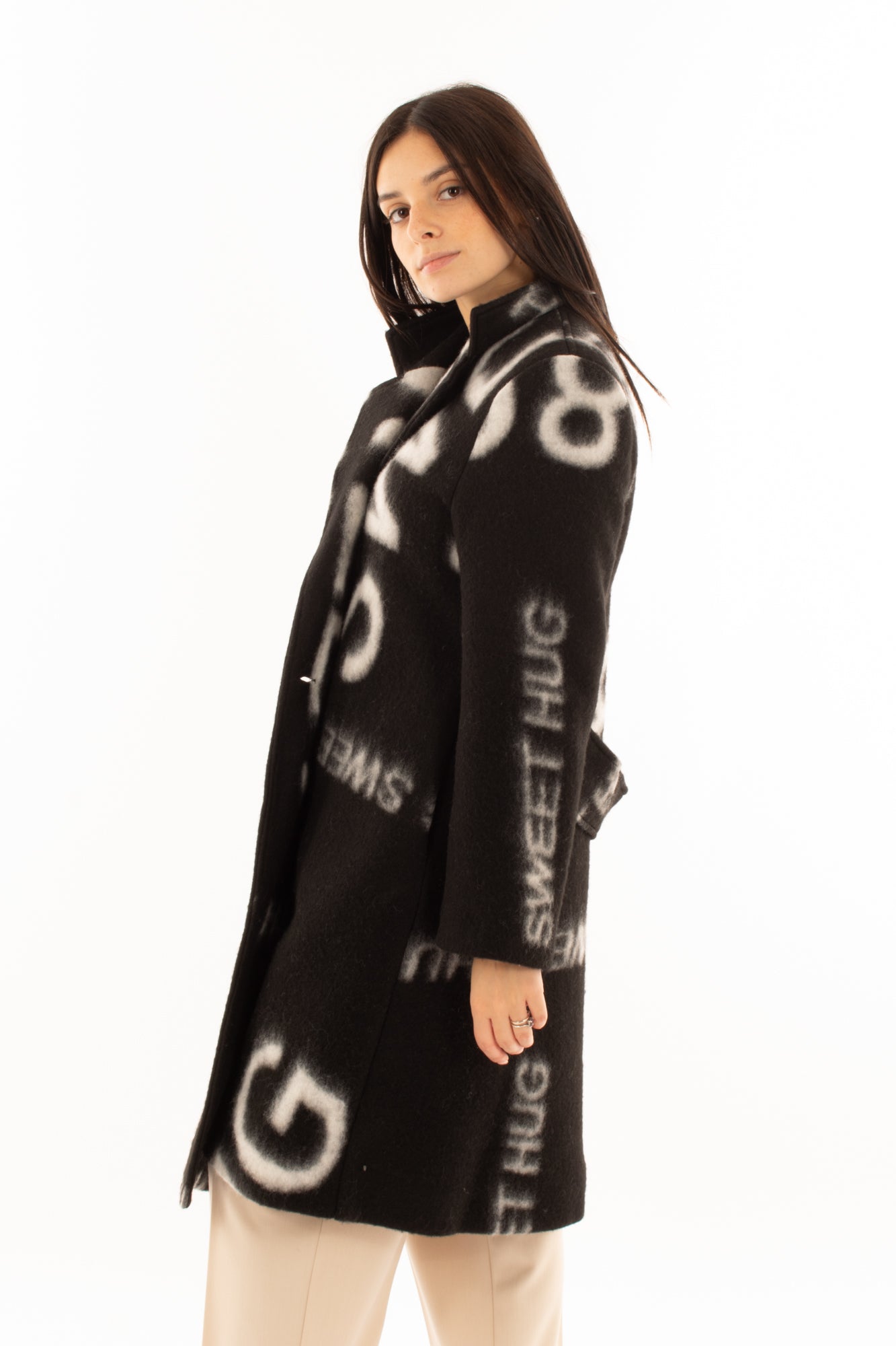 Cappotto con scritte Susy mix - Nero