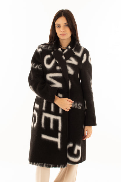 Cappotto con scritte Susy mix - Nero