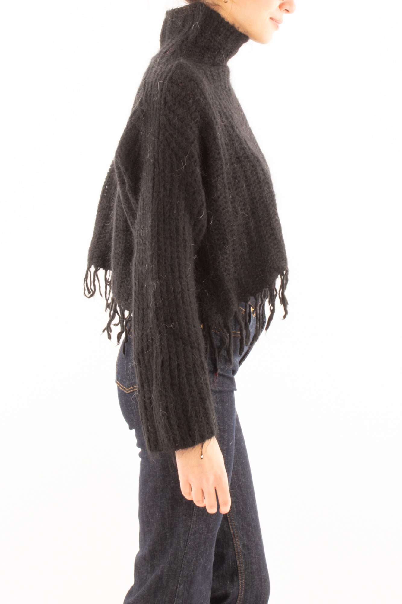 SUSY MIX Maglione con frange misto mohair SuSy mix - Nero Nero