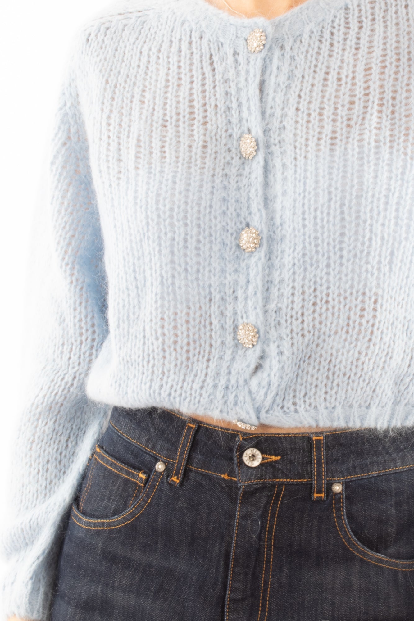 Cardigan misto mohair Susy mix - Celeste