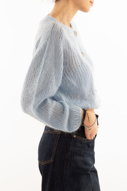 Cardigan misto mohair Susy mix - Celeste